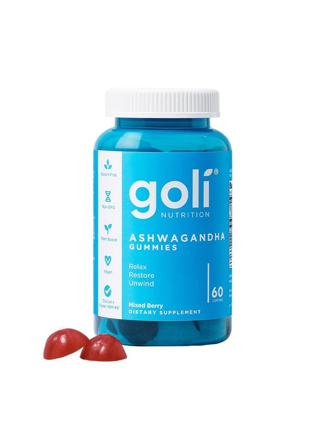 Goli Ashwagandha & Vitamin D Gummy - 60 Count - Mixed Berry, KSM-66, Vegan, Plant Based, Non-GMO, Gluten-Free & Gelatin Free Relax. Restore. Unwind, Pack of 1 - Image 1