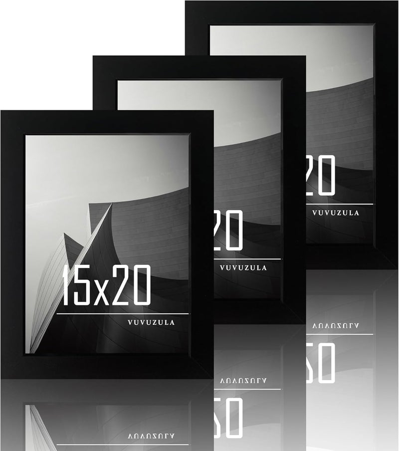 إطارات صور VUVUZULA مقاس 15 × 20 سم، إطارات صور خشبية سوداء مقاس 6 × 8 بوصات، إطارات خشبية، إطارات MDF مقاس 15 × 20 سم، مجموعة من 3 - Image 1