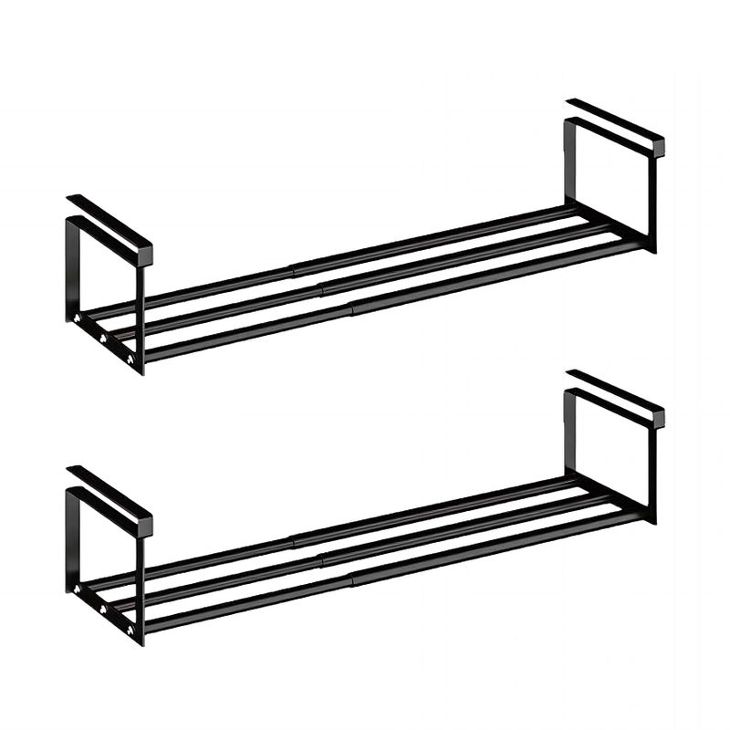HGZBS Expandable Shoe Rack Organizer  Adjustable Shoe Rack  Under Cabinet Shelf  for Shoe or Clothing Storage and Organization Under Shelf Storage Black2 Pcs