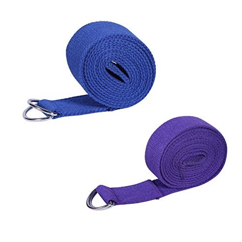 Footmate Yoga Belt for Men and Women Pack Of 2 | Yoga Strap with Extra Safe Adjustable D-Ring Buckle | 8 FT Long Durable and Premium Cotton Stretch Band Use for Yoga, Pilates, Gym, Fitness - Image 2