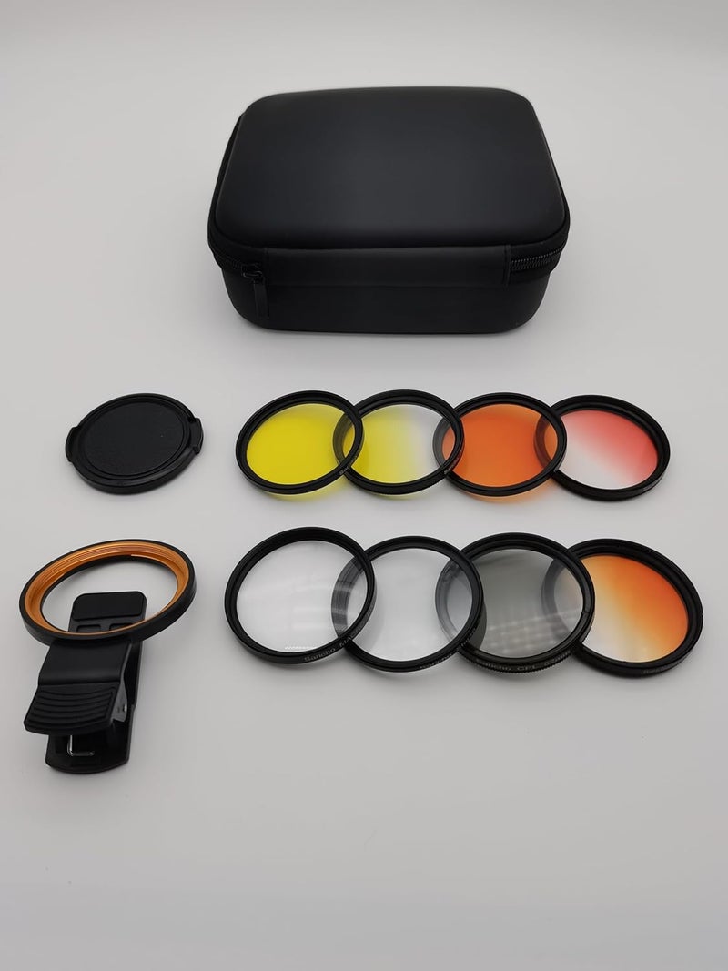Saricho Coral Lens Set, Smartphone Reef Lens Kits, 1 Dust Case, 2 Clips, 8 Lenses: Yellow, Orange, Gradual Yellow Orange Pink, Star6, CPL, Macro - Image 1