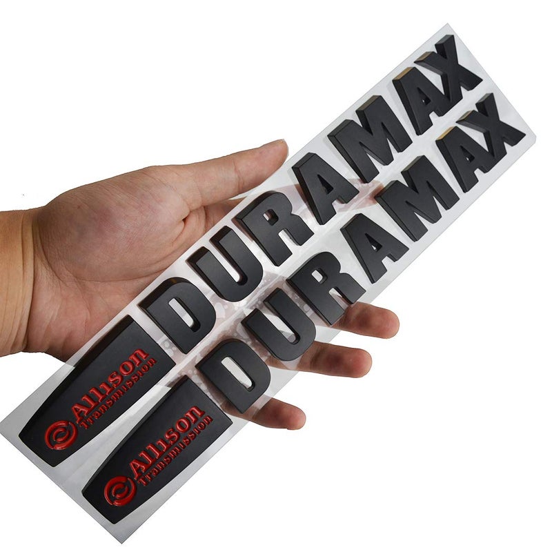 2X Allison Duramax Emblem Badge Matte BlackRed 3D Raised Strong Adhesive Fit for Silverado 2500HD 3500H Black Red