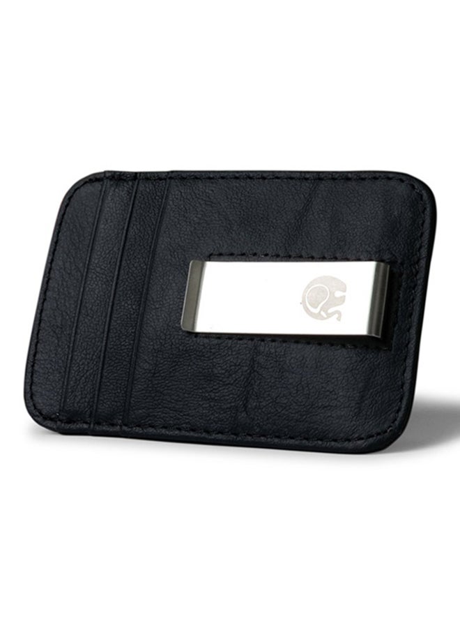 مشبك نقود وحافظة بطاقات نحيفة بشكل كلاسيكي من الجلد أسود - Image 2