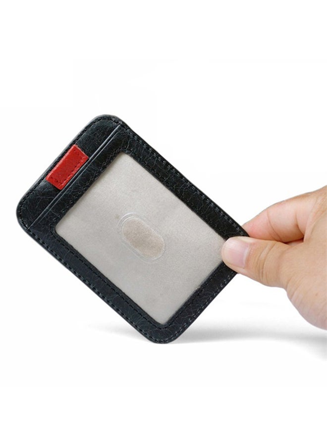 مشبك نقود وحافظة بطاقات نحيفة بشكل كلاسيكي من الجلد أسود - Image 3