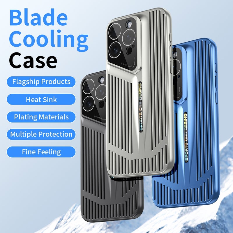 HuHa Protective Cover For iPhone 15 Pro Blade Cooling PC Full Coverage Phone Case(Titanium Silver) - Image 2