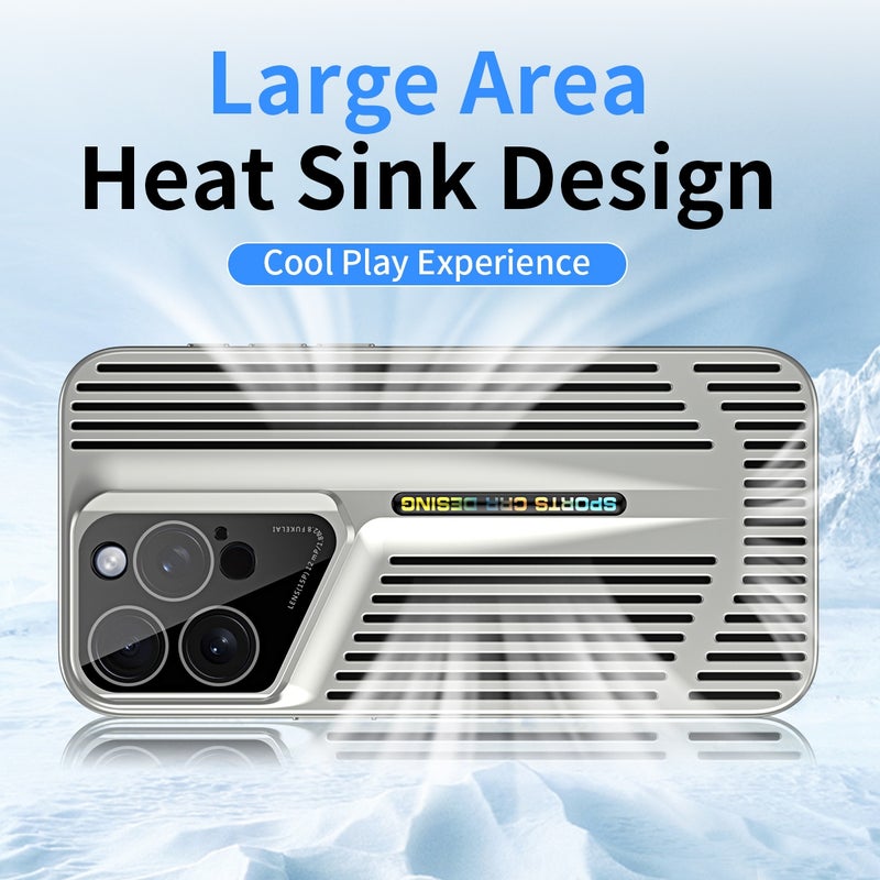 HuHa Protective Cover For iPhone 15 Pro Blade Cooling PC Full Coverage Phone Case(Titanium Silver) - Image 3