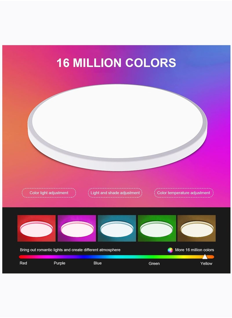 Arabest - RGB Ceiling Lamp Led Lights Modern Full Color Dimming, APP BT Remote Control, Intelligent Voice Control, Smart Timmer, Bedroom Round Ceiling Lamp Ceiling Light Led - Image 1