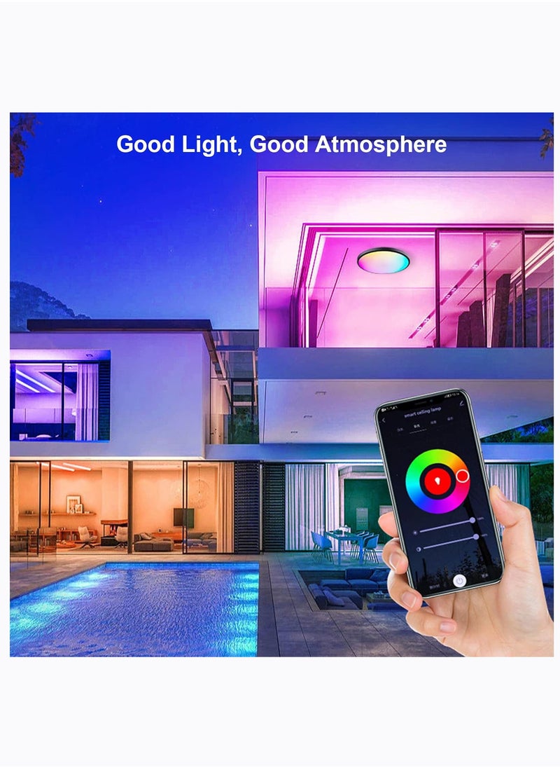 Arabest - RGB Ceiling Lamp Led Lights Modern Full Color Dimming, APP BT Remote Control, Intelligent Voice Control, Smart Timmer, Bedroom Round Ceiling Lamp Ceiling Light Led - Image 1