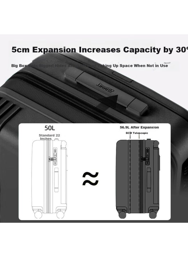 Summit Wide Handle Luggage Pure Pc Material Travel Suitcase Usb Charging Square Handle 20-inch Pc2525 Black - Image 4