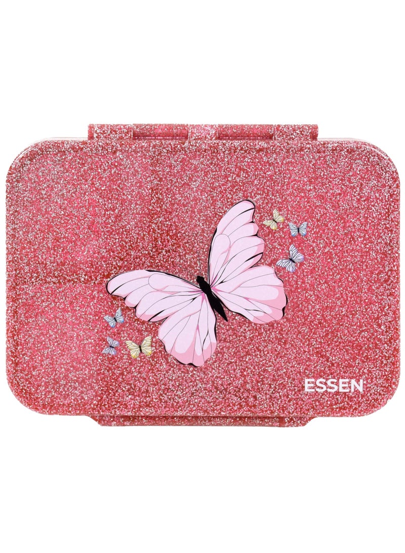 ESSEN Tritan Bento Lunch Box for Kids Girls - Pink Glitter Butterfly - Image 1