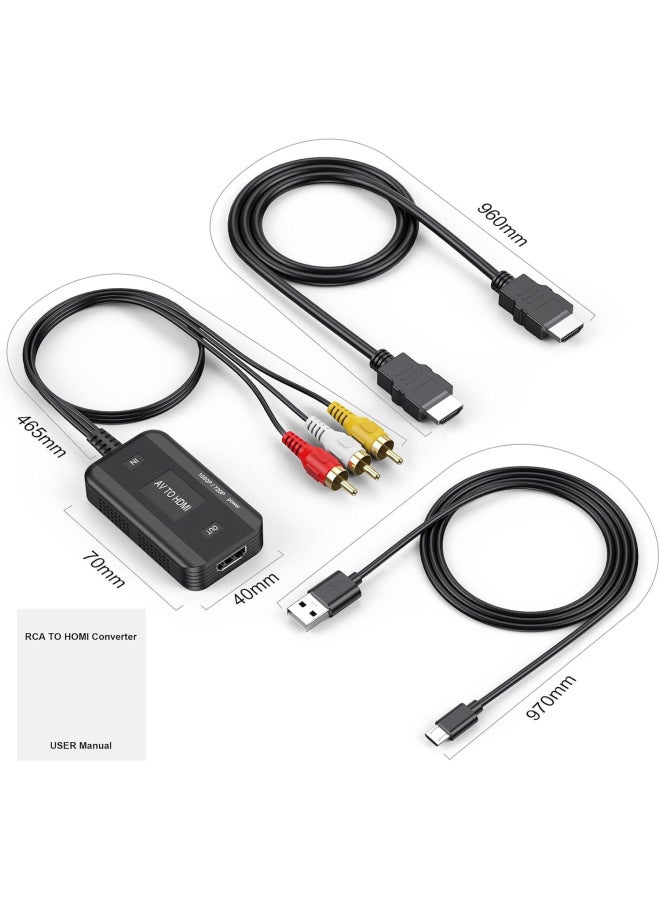 1080p Av To Hdmi Video Converter Rca Three-lantern Monitoring Game Box Tv Adapter Cable Digital Computer Transmission Line-Color:【AV Male】 Host + USB +1 M HDMI Line - Image 1