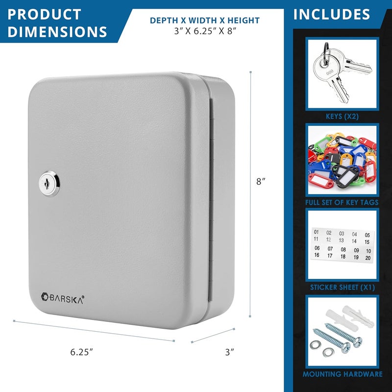 BARSKA CB12482 Key Lock 20 Position Key Cabinet Lock Box Grey - Image 2
