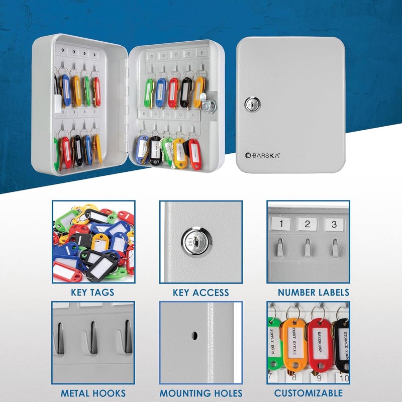 BARSKA CB12482 Key Lock 20 Position Key Cabinet Lock Box Grey - Image 4
