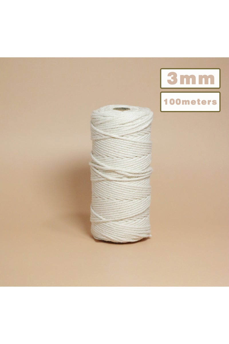 erorex Beige-3mmx100m 100% Natural Cotton Macrame Cord 4mm Macrame Rope Craft Cord for DIY Crafts Knitting