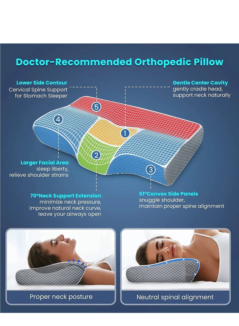 Gel Memory Foam Pillow – Ventilated Cooling Pillow – Removable, Machine Washable Cover - Queen, White (Pack of 1)  - Image 5