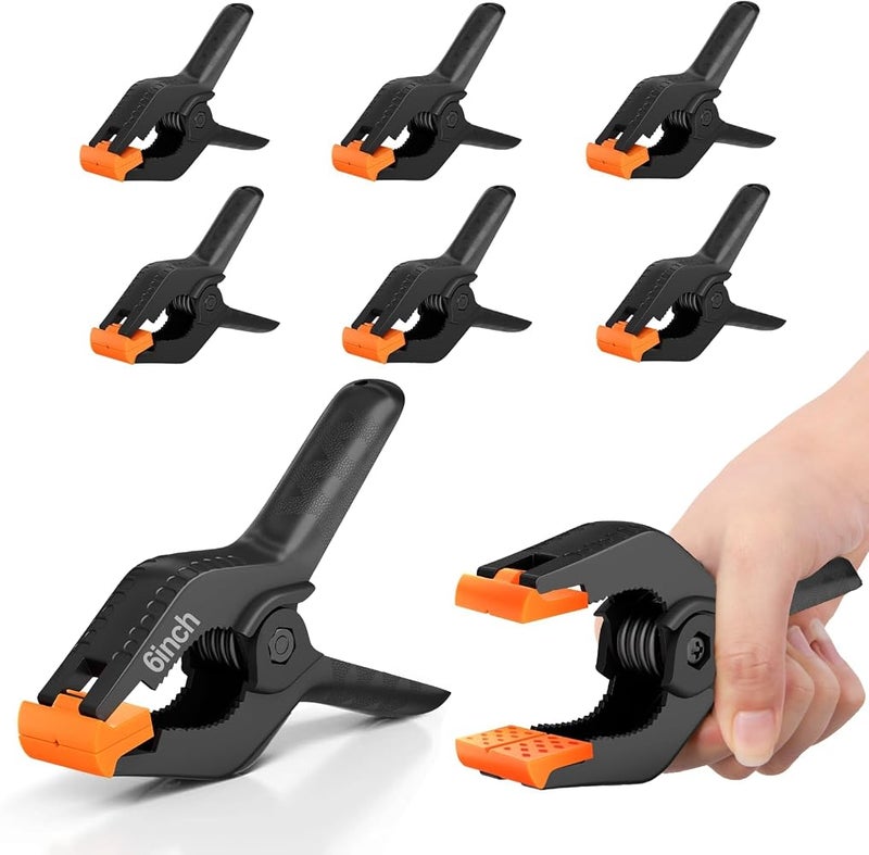 EMART 6 Pack Heavy Duty Muslin Spring Clamps, 6 inch Backdrop Clips - Image 1