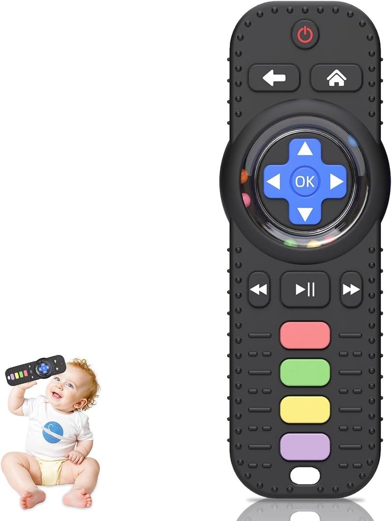 Silicone Teething Ring Toy for Baby 3-12 Months, Remote Control Shape Rattle Teether for Sensory Play, BPA Free Chew Toy for Infant 0-6 & 6-12 Months (2-Pack) - Image 2