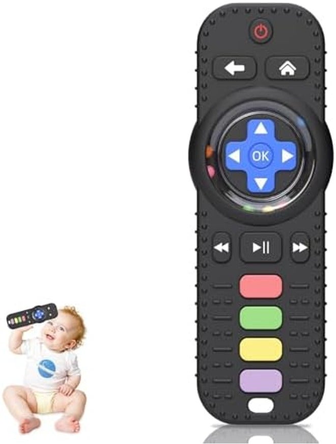 Silicone Teething Ring Toy for Baby 3-12 Months, Remote Control Shape Rattle Teether for Sensory Play, BPA Free Chew Toy for Infant 0-6 & 6-12 Months (2-Pack) - Image 3