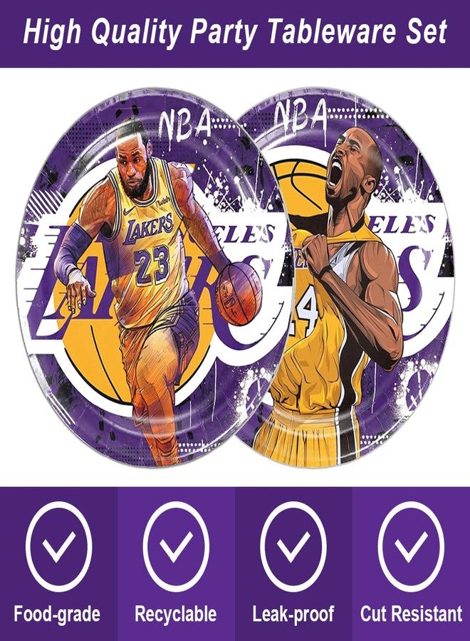 Bahteliv 40Pack Los Angeles Party Supplies include 20 plates, 20 napkins for The Laker party decoration - Image 5