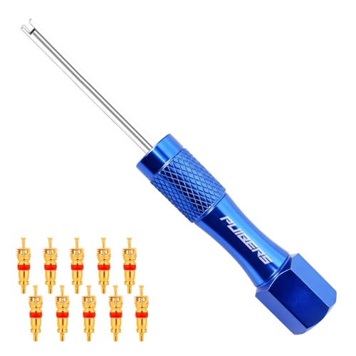 PUIBERS Schrader Tire Valve Stem Removal Tool, Tire Repair Valve Core Tool with 10 Valve Cores,Valve Stem Puller for Easy Valve Stem Replacement and Maintenance - Image 1