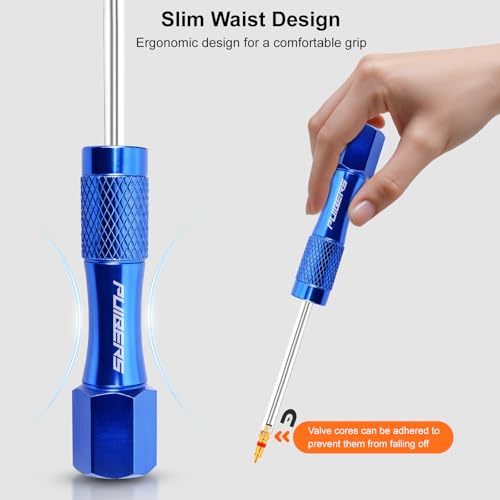 PUIBERS Schrader Tire Valve Stem Removal Tool, Tire Repair Valve Core Tool with 10 Valve Cores,Valve Stem Puller for Easy Valve Stem Replacement and Maintenance - Image 2