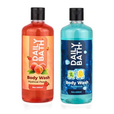 Jeehukm All Skin Types Daily Bath Body Wash Mystical Peach & Aqueous Pack Of 2 (400 ML EACH) BATH LOAF FREE - Image 1