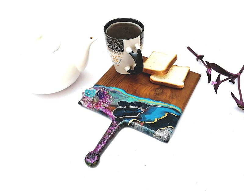 Natural Furniture India Epoxy Pizza Bat Epoxy Resin Pizza Bat Wood Pizza Bat Epoxy Resin Art Serving Tray  - Image 4