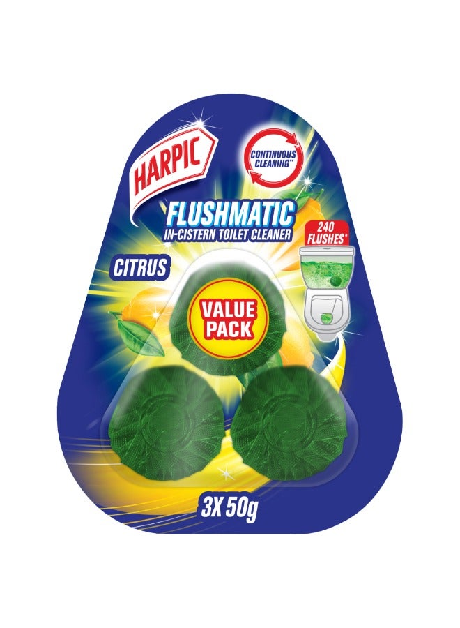 Harpic Flushmatic In-Cistern Toilet Cleaner Citrus Fragrance - Image 1