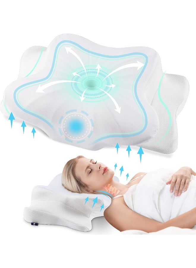 DONAMA Cervical Pillow for Neck and Shoulder, Contour Memory Foam Pillow, Ergonomic Neck Support Pillow for Side Back Stomach Sleepers with Pillowcase-King Size  - Image 1