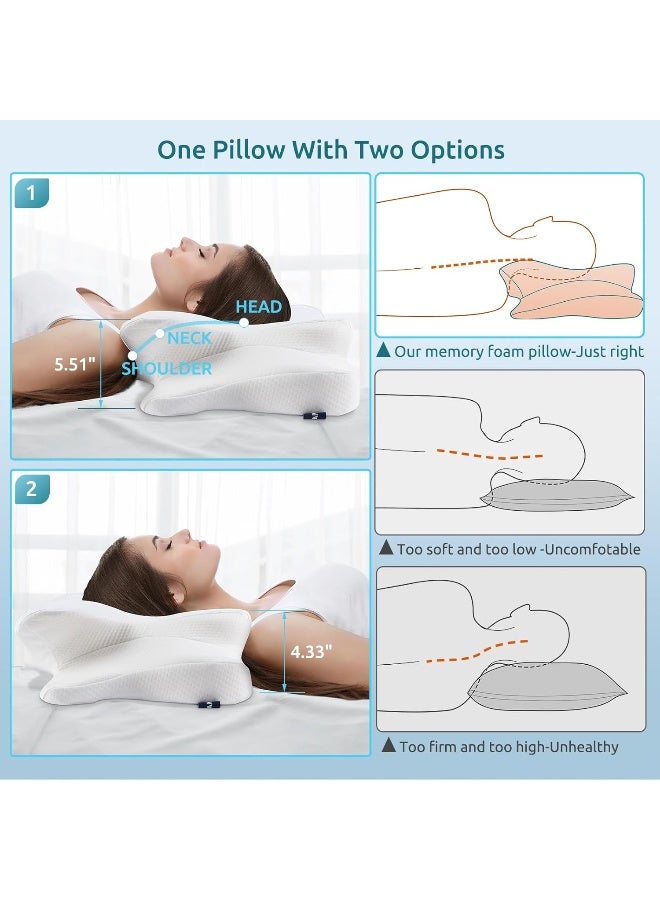 DONAMA Cervical Pillow for Neck and Shoulder, Contour Memory Foam Pillow, Ergonomic Neck Support Pillow for Side Back Stomach Sleepers with Pillowcase-King Size  - Image 4