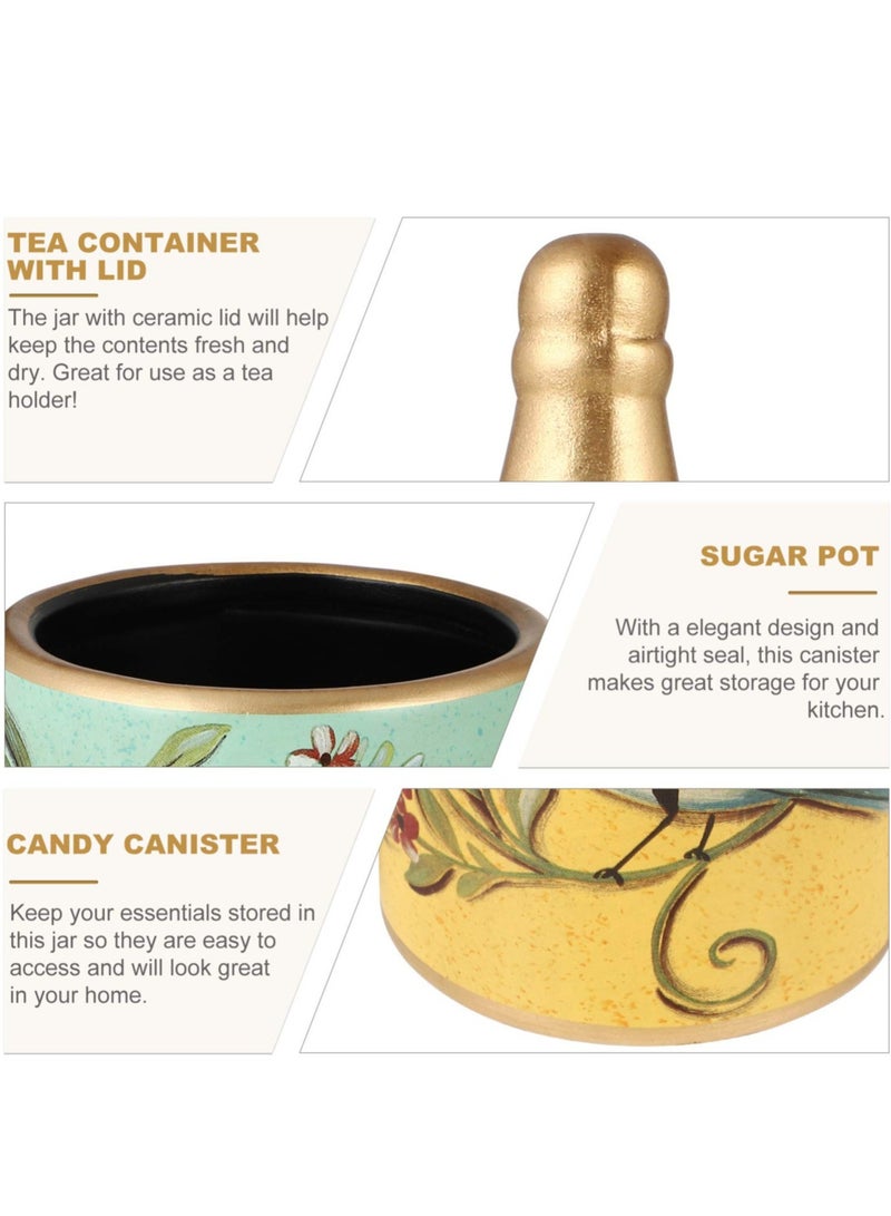 Excefore جرة تخزين الطعام السيراميكية، حاوية تخزين الشاي، حاوية المطبخ العتيقة، حاويات مع غطاء محكم للأرضي القهوة، السكر، الشاي، الملح - Image 5