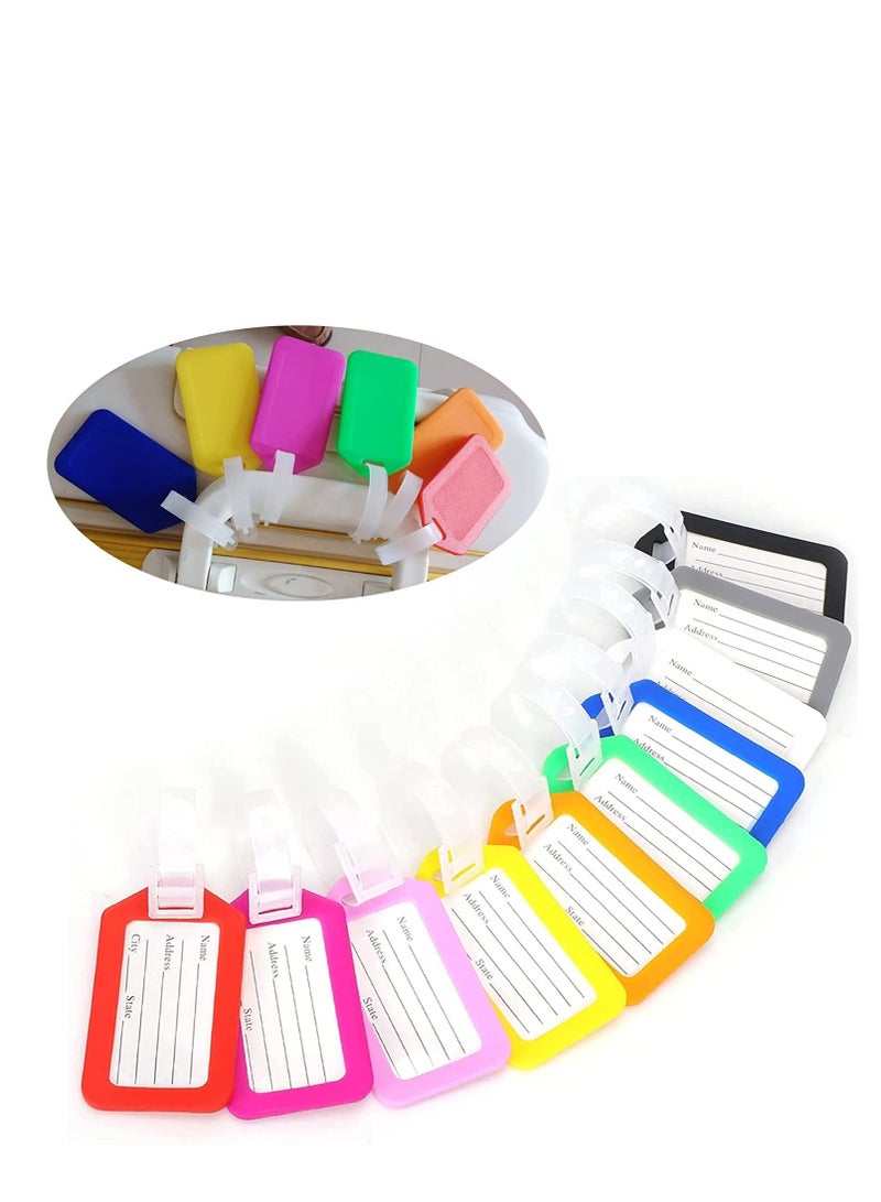 SYOSI Luggage Tags with Name ID Card, Plastic Luggage Identifiers with Lanyard, Waterproof Name Tags Travel Accessories for Baggage Handbag Backpack, Colorful Personalised ID Labels 10 Pcs, 3.3x1.9 Inches - Image 1