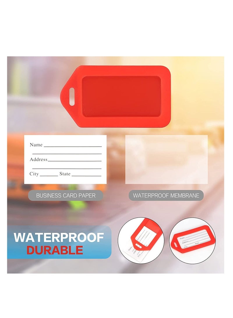 SYOSI Luggage Tags with Name ID Card, Plastic Luggage Identifiers with Lanyard, Waterproof Name Tags Travel Accessories for Baggage Handbag Backpack, Colorful Personalised ID Labels 10 Pcs, 3.3x1.9 Inches - Image 3