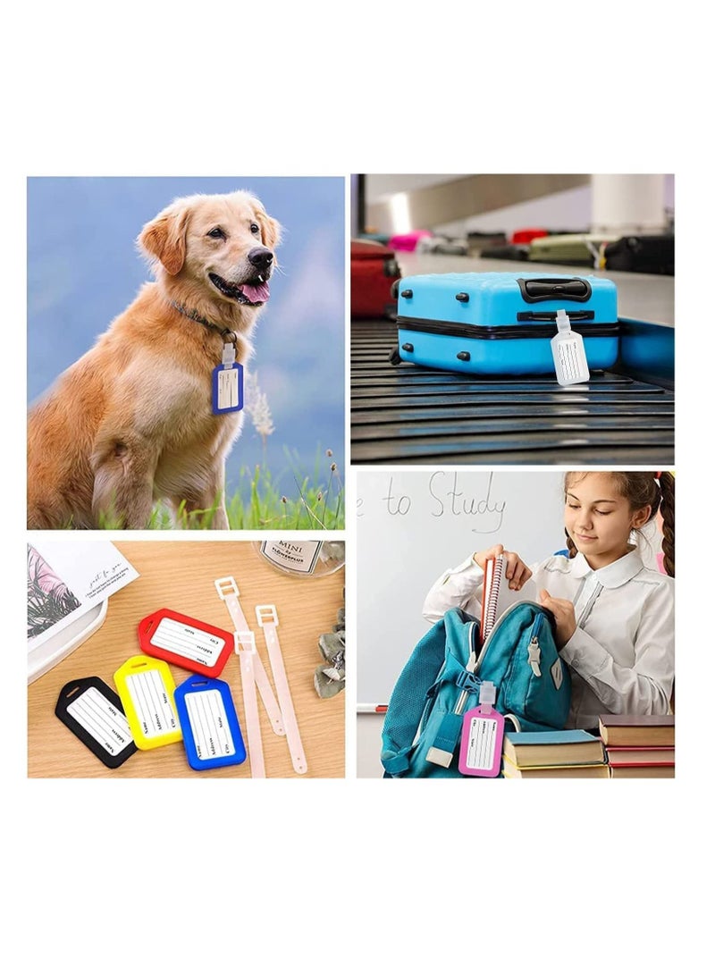 SYOSI Luggage Tags with Name ID Card, Plastic Luggage Identifiers with Lanyard, Waterproof Name Tags Travel Accessories for Baggage Handbag Backpack, Colorful Personalised ID Labels 10 Pcs, 3.3x1.9 Inches - Image 2