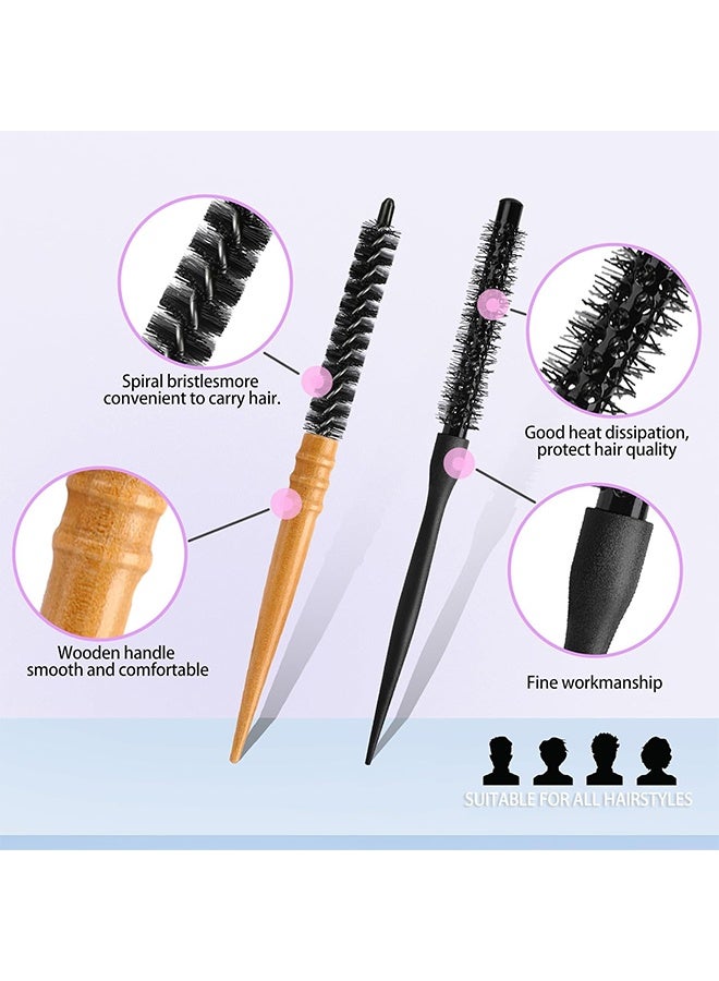 HY 2 Styles Mini Round Bristle Brush for Blow Drying, Professional Hair Styling Roller for Short Curly Hair, Bangs and Beard Care - Image 3