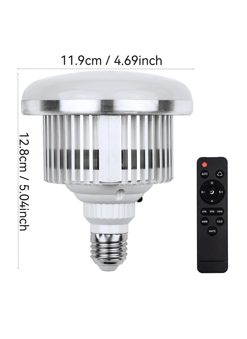 105W Photography LED Light Bulb with Remote Control, 3000K-5500K Adjustable Color Temperature, Dimmable, 3 Colors, E27 Socket, for Studio Lighting, Softbox, Photo & Video Shooting