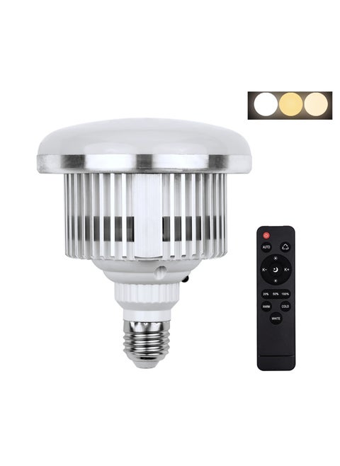 105W Photography LED Light Bulb with Remote Control, 3000K-5500K Adjustable Color Temperature, Dimmable, 3 Colors, E27 Socket, for Studio Lighting, Softbox, Photo & Video Shooting