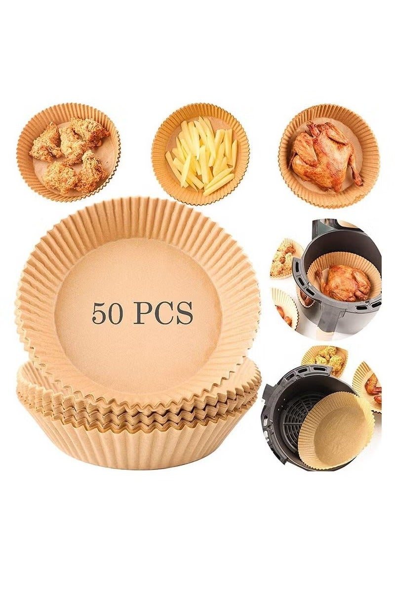 ورق قلاية هوائية – 50 قطعة، ورق برشمان غير لاصق – 16 سم - Image 1