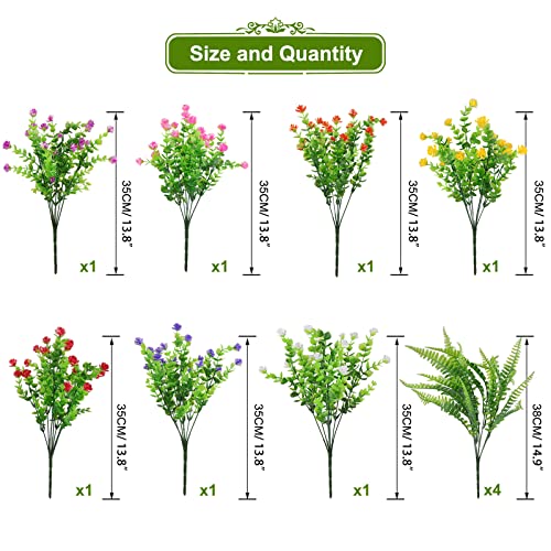 Elecxlink Artificial Fake Hanging Plants Flowers Basket for Outdoor Spring Summer Decorarion, UV Resistant Faux Rose Eucalyptus Boston Ferns Plants for Indoor Outside Garden Porch Patio Balcony Decor - Image 3