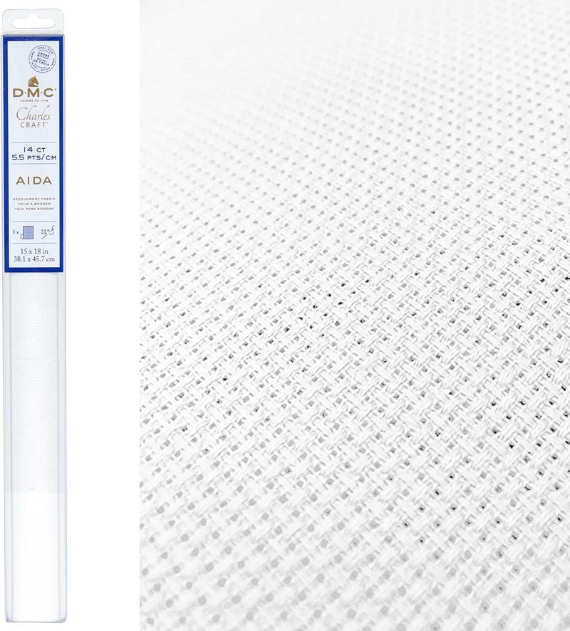 صندوق قماش أيدا بملصق ذهبي كلاسيكي - 14 عدداً - 15"X18" (أبيض)