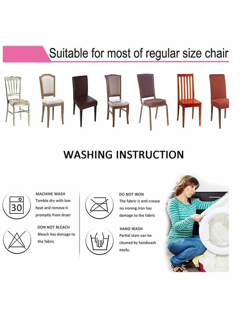 Barakah Chair Covers for Dining Room, Stretch Spandex Removable Washable Anti-dust Seat Slipcover Protector Hotel Office Ceremony Banquet Wedding Party (Khaki/Coffee Set of 2) - Image 4