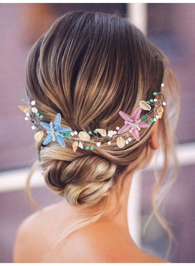 Brishow Rishow Starfish Bride Wedding Hair Vine Beach Wedding Headband Seashell Bridal Hair Piece Mermaid Hair Accessories For Women And Girls - Image 2