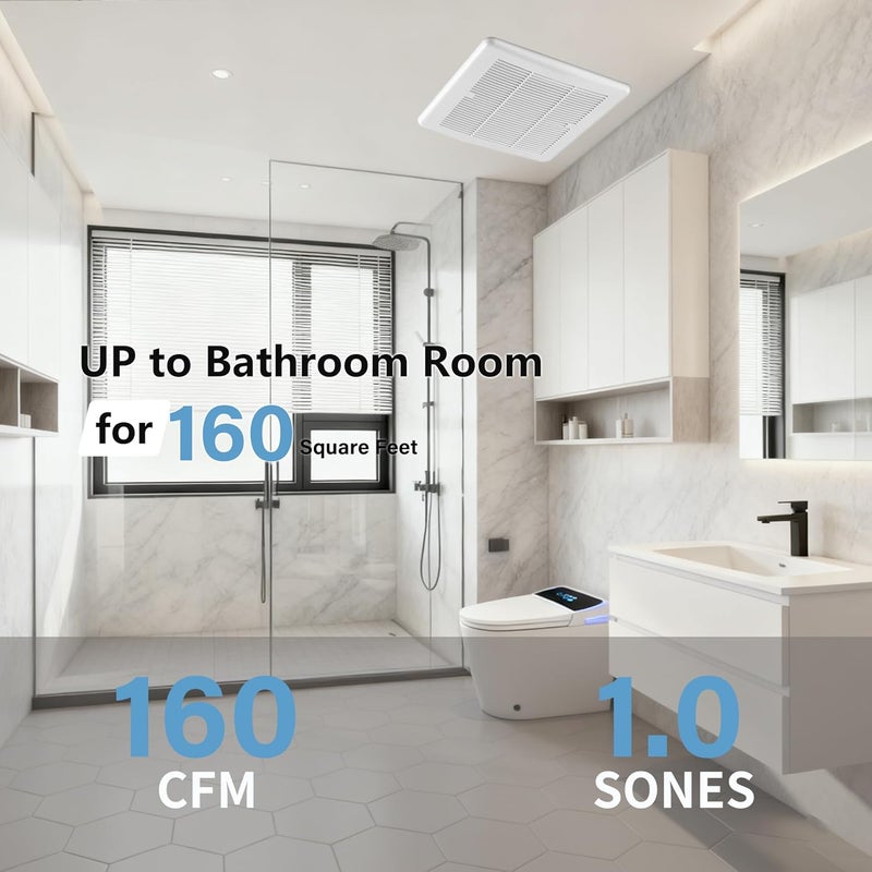 Tech Drive Bathroom Fan - 160 CFM, 1.0 Sone, No Attic Access Needed, 6-Inch Duct Very Quiet Ventilation Exhaust Fan, Easy to Install Ceiling Mounted, White,ETL Certified - Image 3