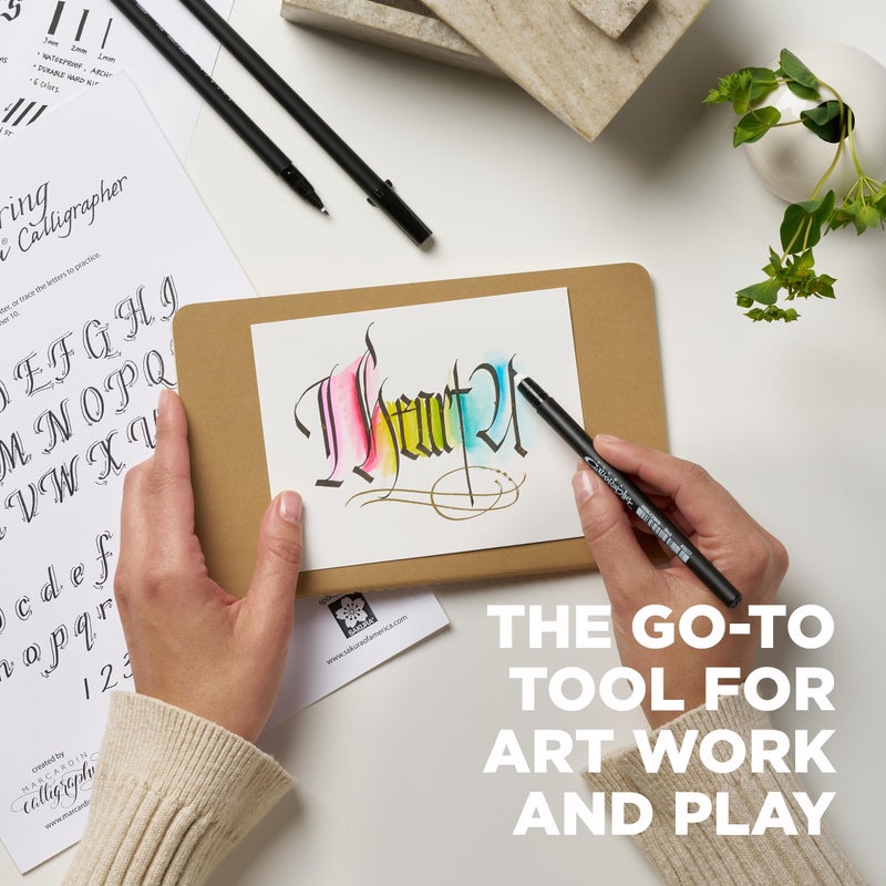 SAKURA 50319 3-Piece Pigma Blister Card Calligrapher Pen Set, Black - Image 3