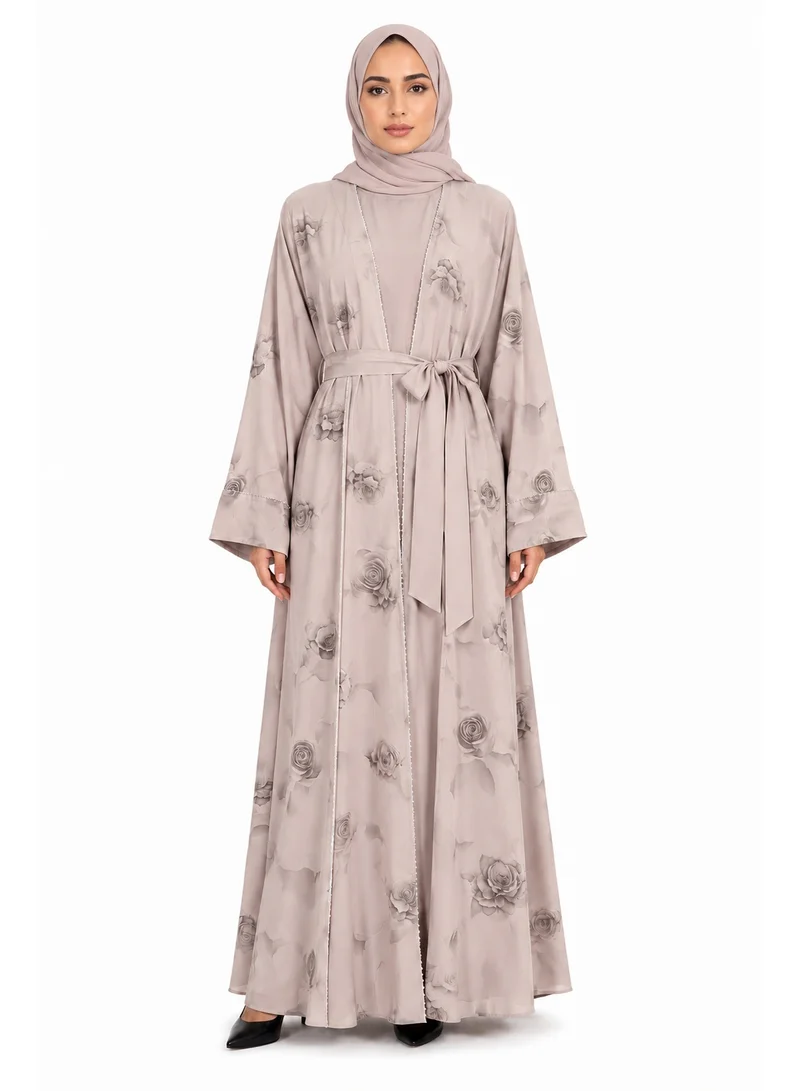 عباءات ريم All Over Printed Abaya with Inner Dress & Matching Sheila
