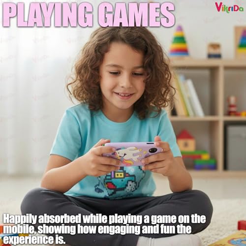 Vikrida Plastic Kids Smartphone Toy with MP3 Music Player Bumper Back Case Dual Camera for Selfies in-Built Games 2.4" Screen 8MP Camera Toys for Boys & Girls (Purple) - Image 2