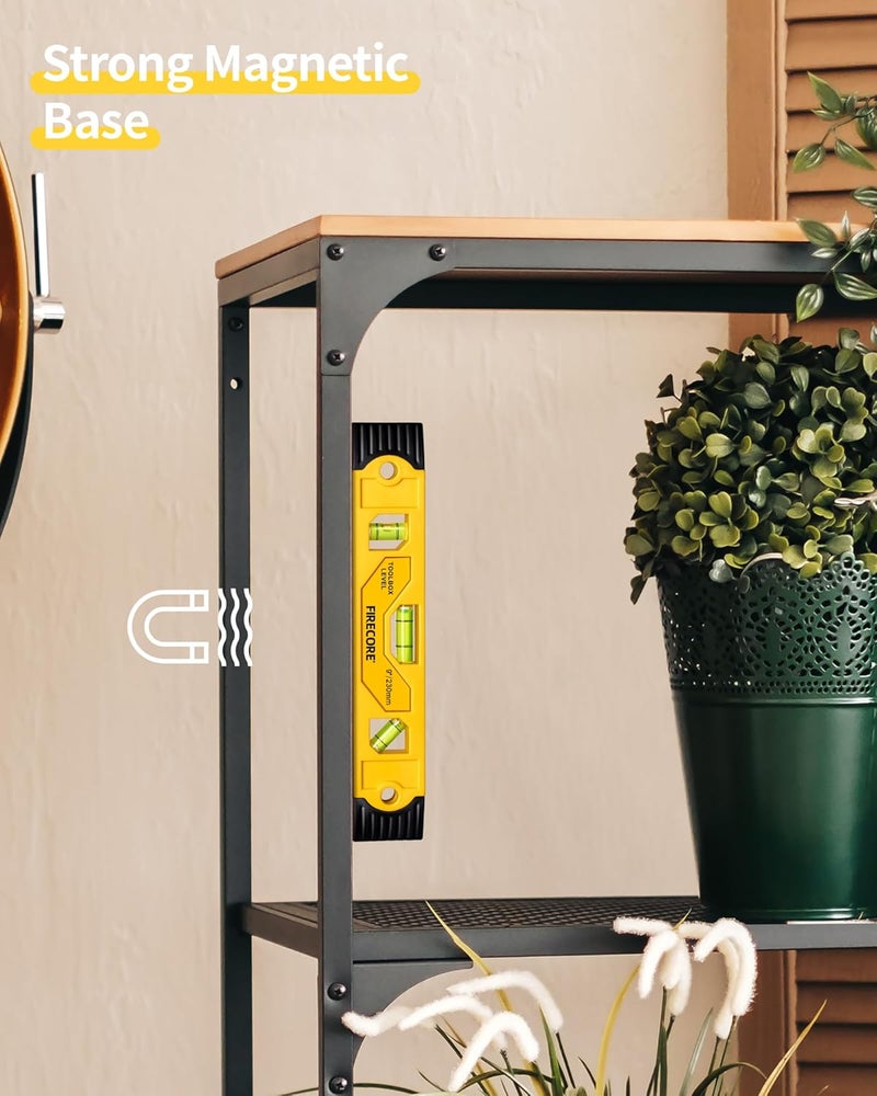 Firecore Torpedo Level Magnetic, 9 Inch Shockproof Small Leveler Tool with 3 Bubble Spirit Level 45 90 180 Degree, Construction Levelers for Hanging Pictures Install Shelf Home Renovation - Image 2