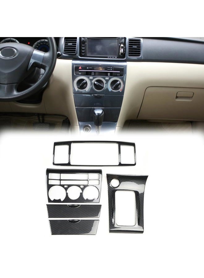 Bayyee Car Center Console Gear Shift Box Transmission Panel Cover Sticker Set for Toyota Corolla 2003-2008 Carbon Fiber Black - Image 1