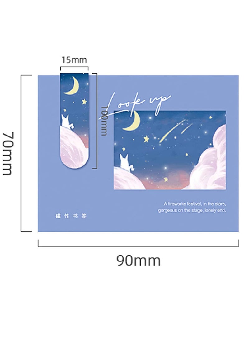 Zikra 8 Pieces Magnet Magnetic Bookmarks, Backplane Included, Page Markers, Magnetic Page Clips Bookmark, Starry Sky Oil Painting, Personalized Bookmark, for Students Teachers, Office Supplies - Image 2