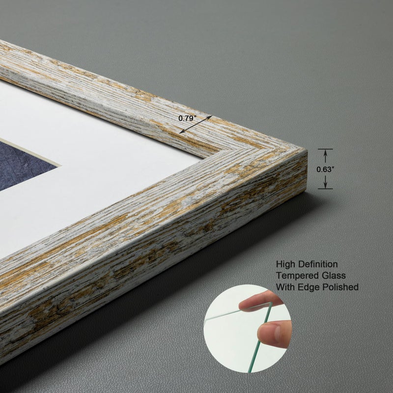 DEKWINN Rustic Distressed Retro Style White Photo Frame 5x7 Picture Frame Set of 3 with Real Glass for Pictures 4x6 with Mat or 5x7 Without Mat, Wall Gallery or Tabletop display - Image 3